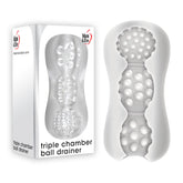 Adam and Eve Triple Chamber Ball Drainer Male Masturbator Sleeve Clear Masturbators and Strokers